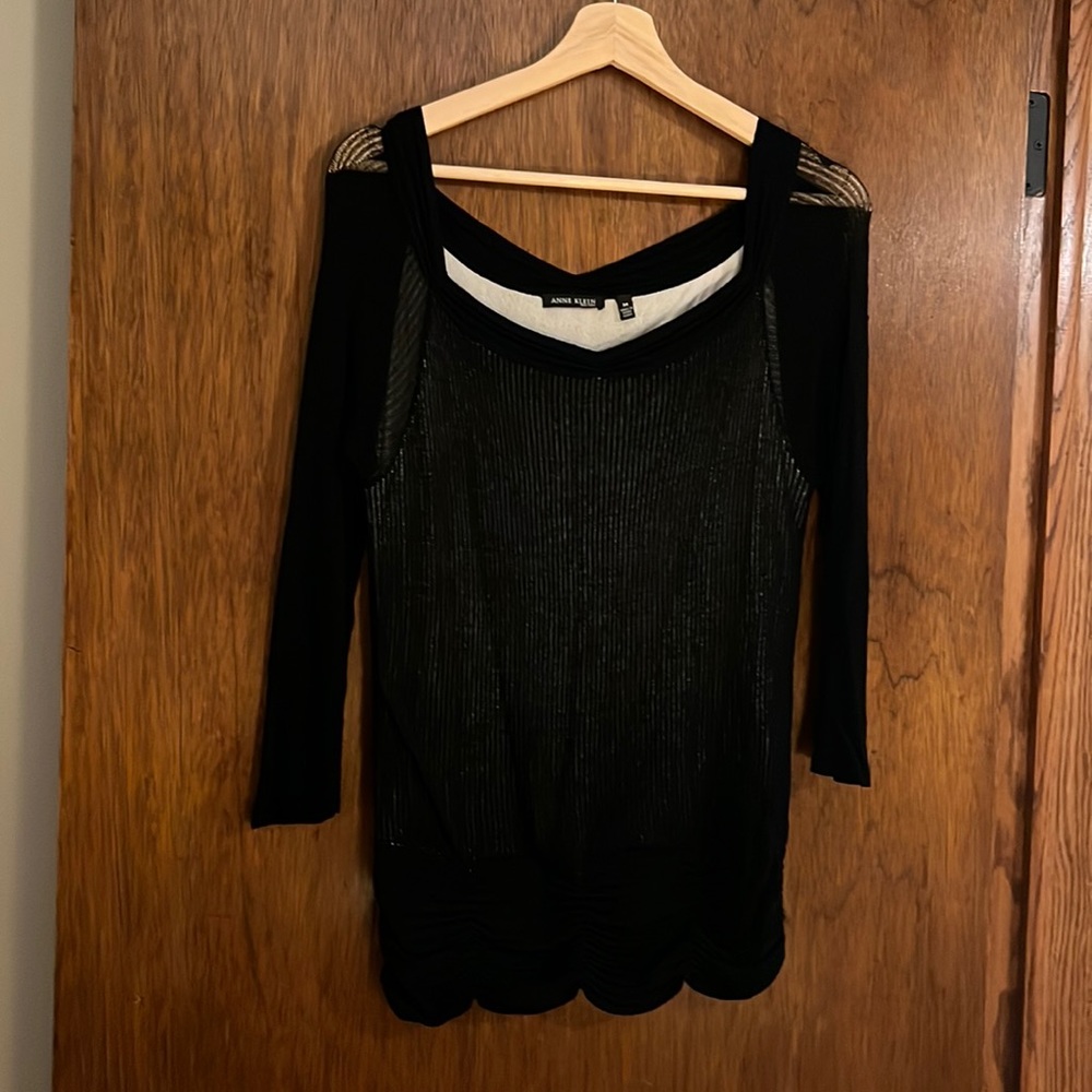 Anne Klein Black Sheer Top